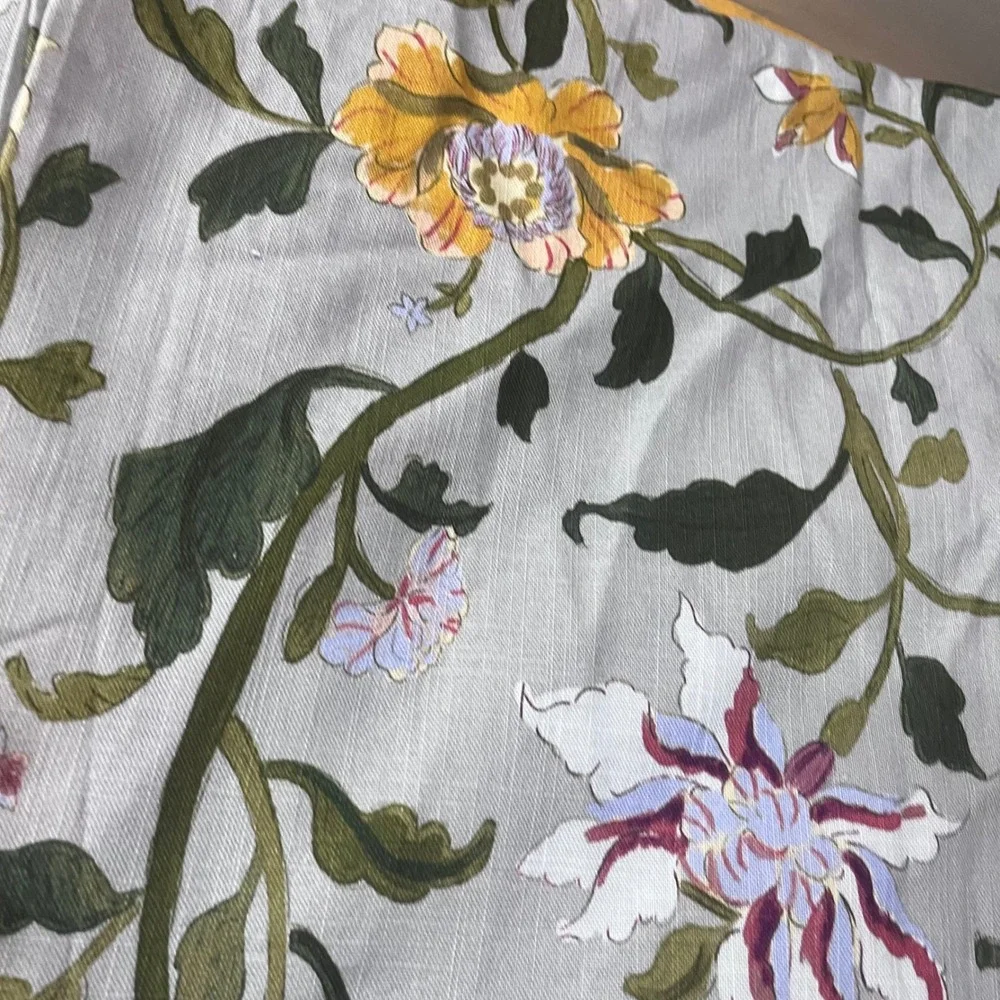 Anthropologie Hattie Floral Curtain (2) Panels Blue Pink 50x96 Lined Botanical